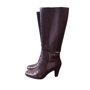 IFlex Anne Klein Size7 Marcoe Brown Leather Tall High Heeled Riding Boots